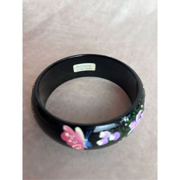 Vintage Floral Painted Bangle 1960s - Picture 5 of 6